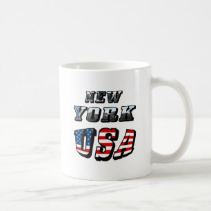 New York Picture and USA Flag Text Coffee Mug