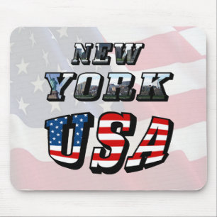 New York Picture and USA Text Mouse Pad
