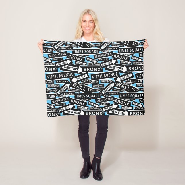 New York Place Names, NYC Streets Fleece Blanket (In Situ)