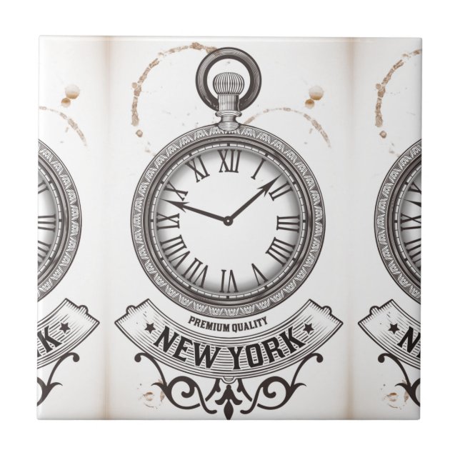 New York Pocket Watch Ceramic Tile (Front)