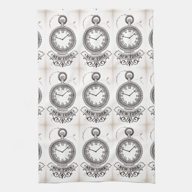 New York Pocket Watch Tea Towel (Vertical)