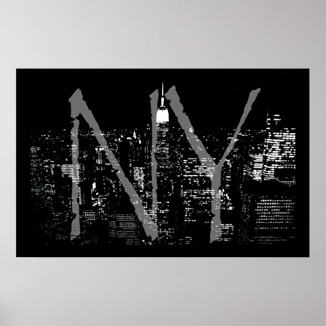 New York Poster Cityscape New York Night Print (Front)
