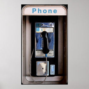 New York Public Pay Phone, Retro Phone Booth Poster