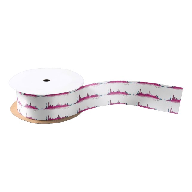 New York Purple Skyline Satin Ribbon (Spool)