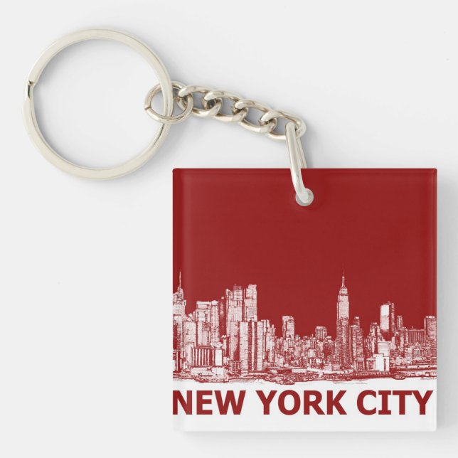 New York red maroon Key Ring (Front)