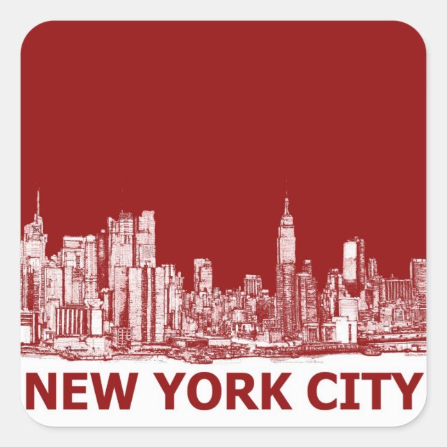 New York red maroon Square Sticker (Front)
