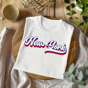 New York Red White and Blue Vintage Script T-Shirt