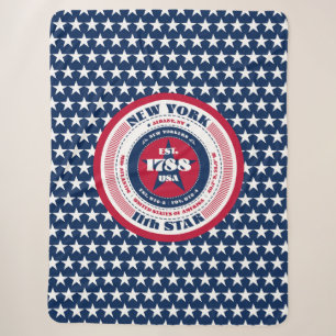 New York Red White Blue Patriotic Sherpa Blanket