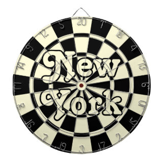 NEW YORK Retro Modern Black and Light Cream Dartboard