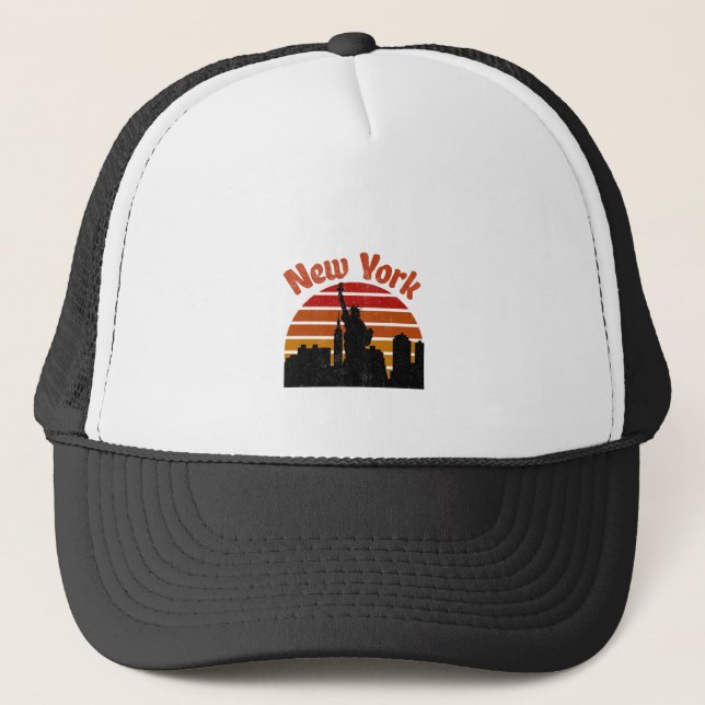 New York Retro Skyline Trucker Hat (Front)
