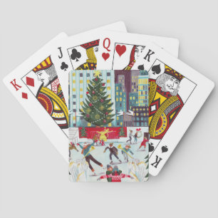 New York Rockefeller centre Christmas skating Playing Cards