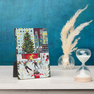 New York Rockefeller centre Christmas skating Post Plaque