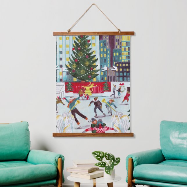 New York Rockefeller centre Christmas skating  Tap Hanging Tapestry (Living Room)