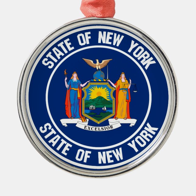 New York Round Emblem Metal Ornament (Front)