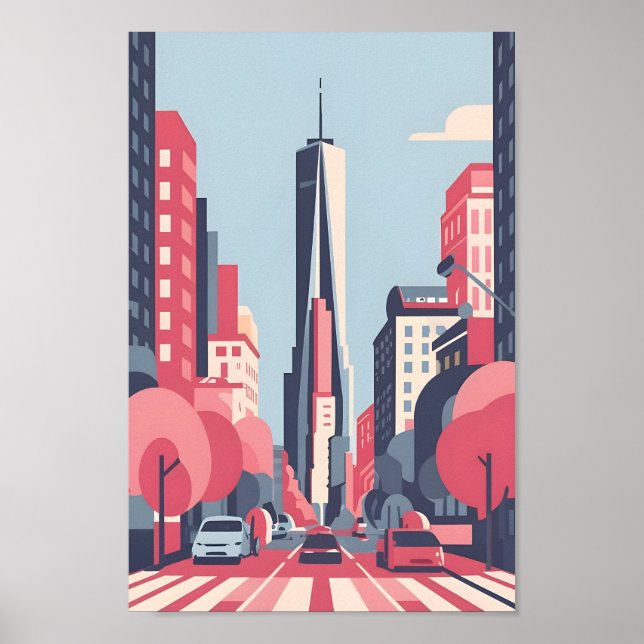 New York Scape 4K Vector Serene Poster (Front)