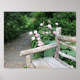 New York Shakespeare Garden Central Park Bench NYC Poster