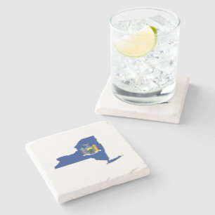 New York Silhouette Map Shaped State Flag Stone Coaster