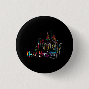 New York Sky Heartbeat Statue of Liberty I Love Ne 3 Cm Round Badge