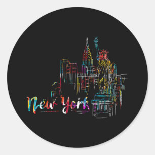 New York Sky Heartbeat Statue of Liberty I Love Ne Classic Round Sticker