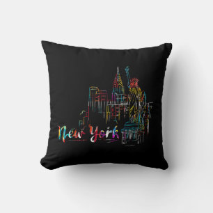 New York Sky Heartbeat Statue of Liberty I Love Ne Cushion