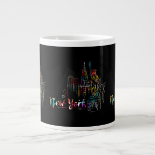 New York Sky Heartbeat Statue of Liberty I Love Ne Large Coffee Mug