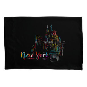 New York Sky Heartbeat Statue of Liberty I Love Ne Pillowcase