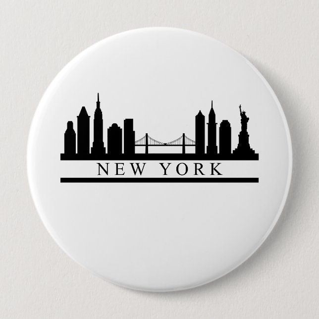 New York Skyline 10 Cm Round Badge (Front)