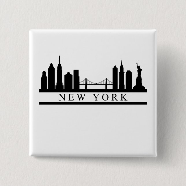 New York Skyline 15 Cm Square Badge (Front)