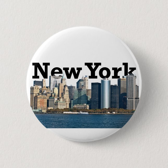 New York Skyline 6 Cm Round Badge (Front)