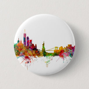 New York Skyline 6 Cm Round Badge