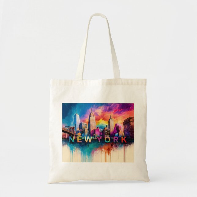 New York Skyline Abstract Art Tote Bag (Front)