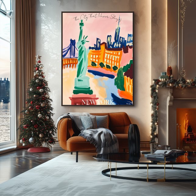 New York Skyline and Liberty in Fauvist Artistic Poster (Creator Uploaded)
