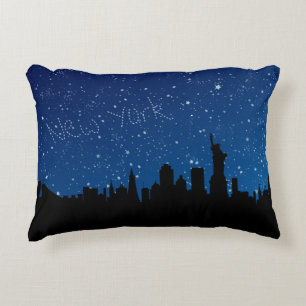 New York, Skyline at Night Decorative Cushion