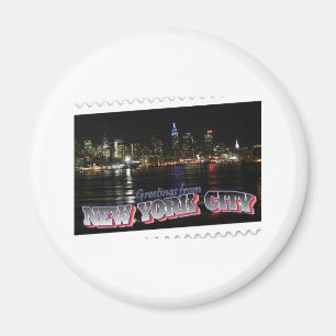 New York Skyline at Night Empire State Magnet