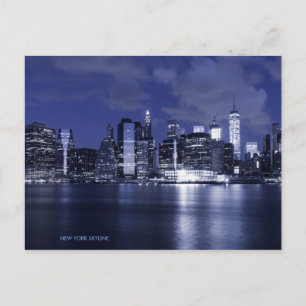 New York Skyline Bathed in Blue Postcard