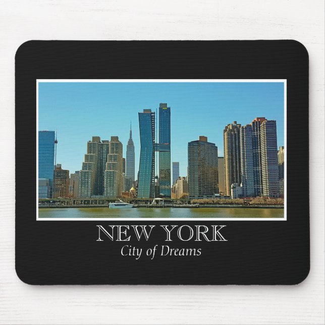 New York Skyline Black White Frame Photo Mouse Pad (Front)