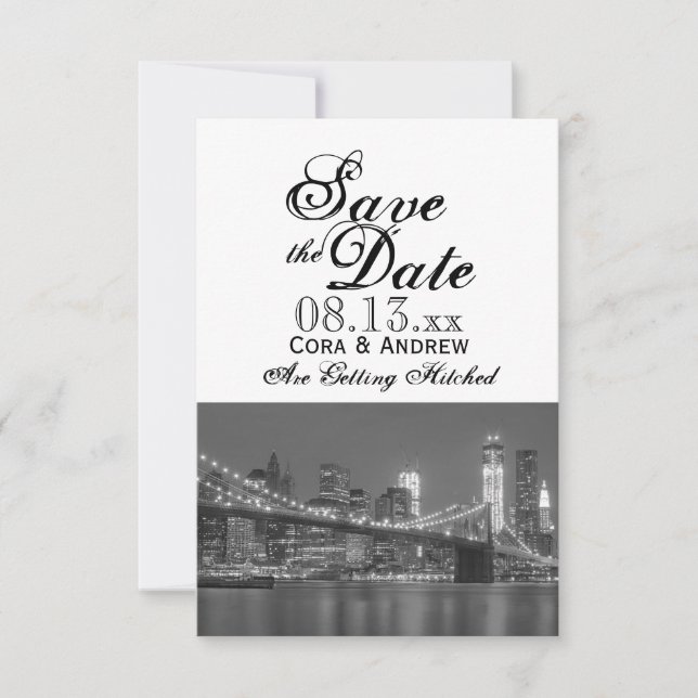 New York Skyline Brooklyn Wedding Save the Date In Invitation (Front)