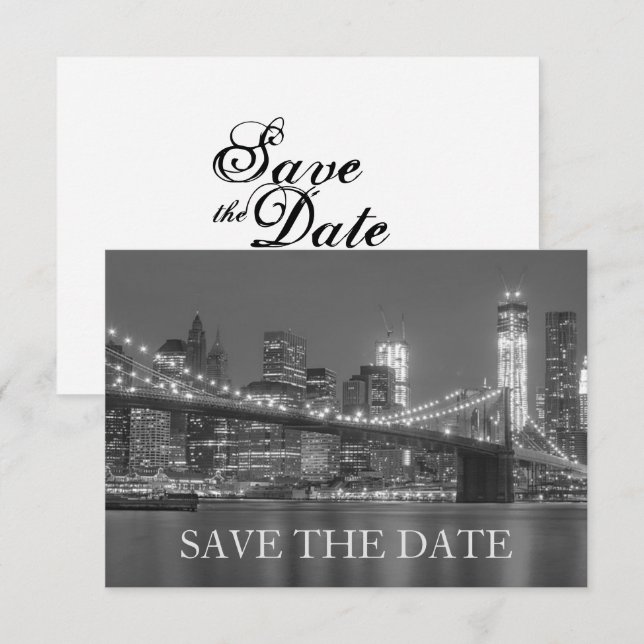 New York Skyline Brooklyn Wedding Save the Date Invitation (Front/Back)