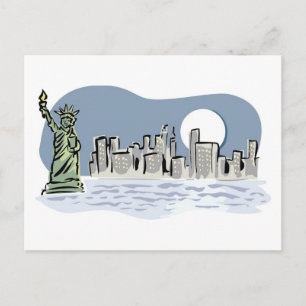 New York Skyline by Moonlight Postcard