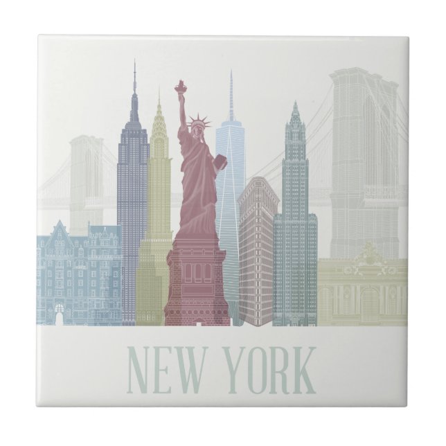 New York Skyline Ceramic Tile (Front)