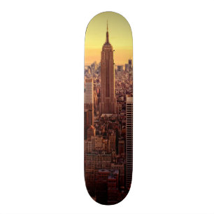 New York skyline city with Empire State Skateboard