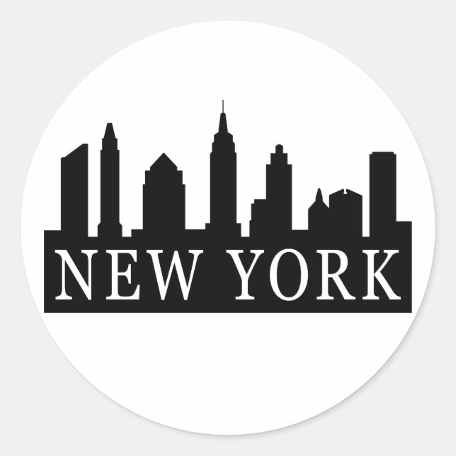 New York Skyline Classic Round Sticker (Front)