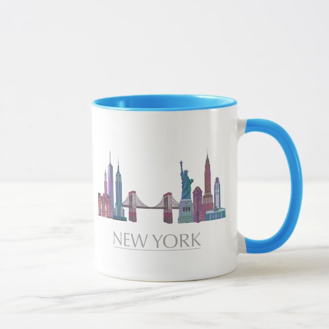 New York Skyline Coloured Buildings Mug (Right)