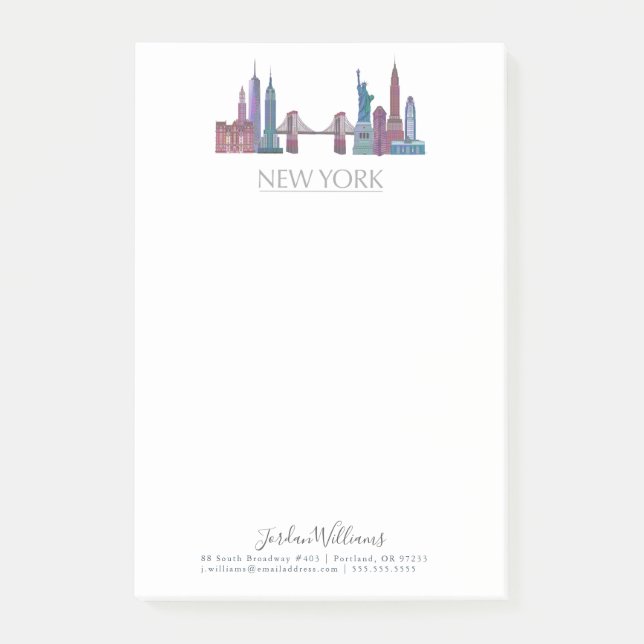 New York Skyline Coloured Buildings Post-it Notes (Front)