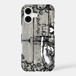 New York Skyline Damask Barn Wood Vines