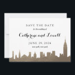 New York Skyline Faux Gold Save the Date<br><div class="desc">This save the date is designed to show off the beautiful horizon of New York,  New York. This is designed in faux foil and black. Check out our wedding collection for more cards using this horizon!</div>
