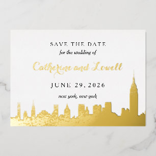 New York Skyline Gold Foil Save the Date