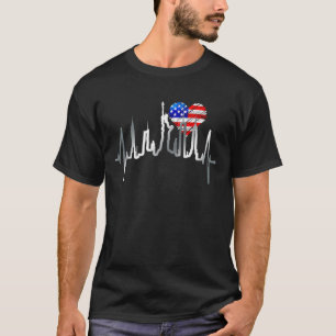 New York Skyline Heartbeat Statue of Liberty US Fl T-Shirt