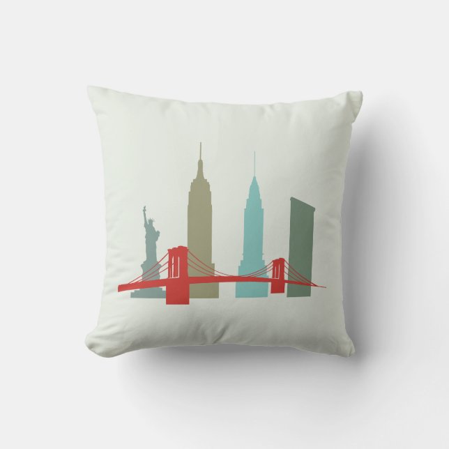 New York Skyline, Historic Landmark Architecture Cushion (Front)