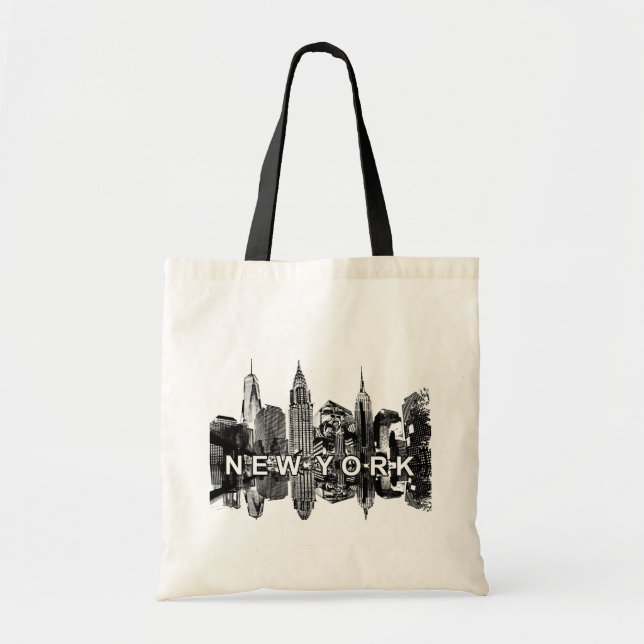 New York skyline in black ink Tote Bag (Front)